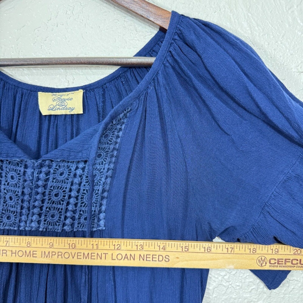 Vintage Y2K Boho Western Cowgirl Dress Tunic S Gauzy Tiered Embroidery Festival - Picture 8 of 10